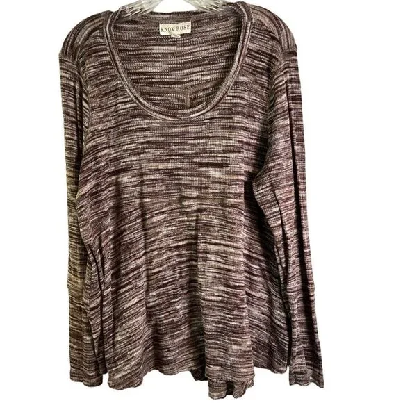 KNOX Rose Women's Sweater Brown & Beige Stripes Long Sleeves Size XXL - Picture 2 of 10